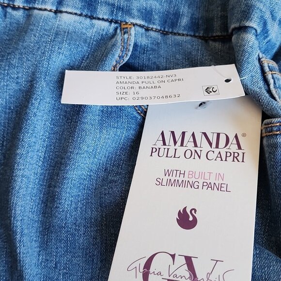 NWT Gloria Vaderbuilt Slimming Capri Blue Jeans Size 16 - Picture 6 of 9